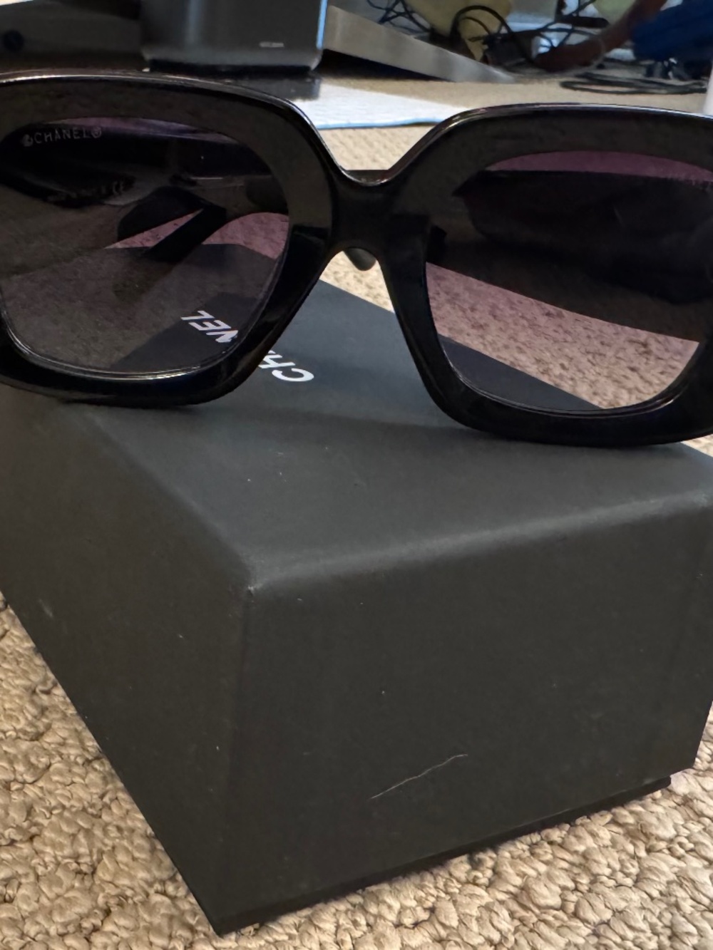 New Chanel sunglasses with box, lens cloth and carrying case